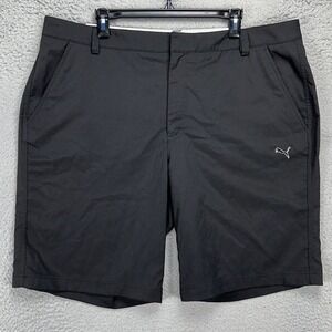 Puma Golf Chino Shorts Mens‎ 40 Black Athletic Flat Front Pockets Logo Casual
